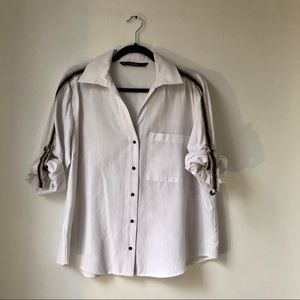 Zara oversize boxy fit button up blouse